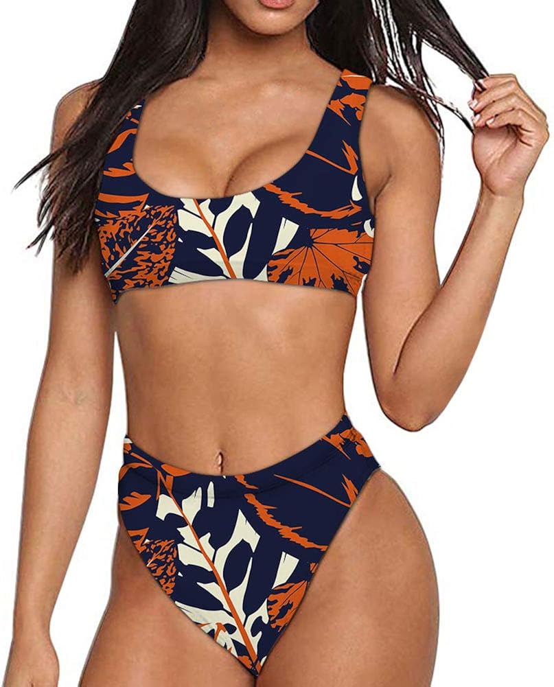palm leaf swimsuit two piece