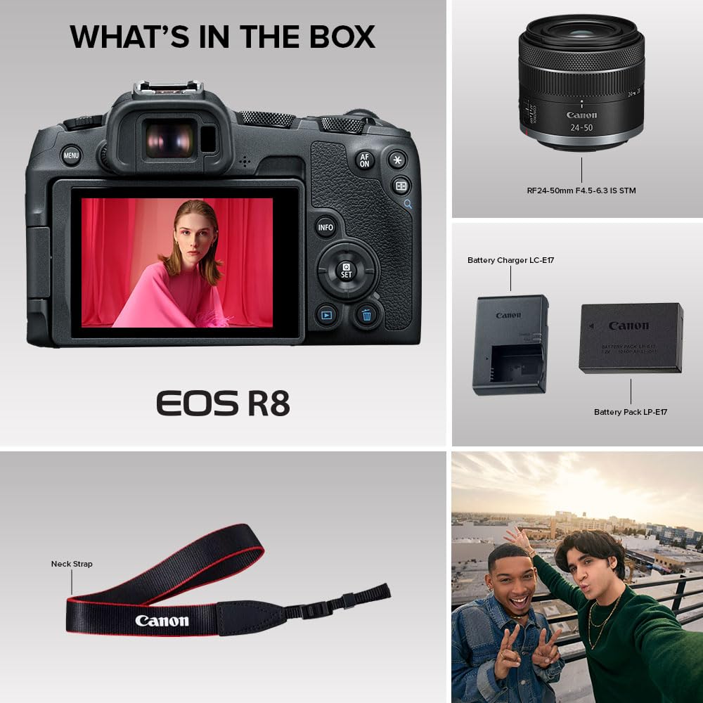 Canon EOS R8 Mirrorless Camera with RF 24-50mm f/4.5-6.3 IS STM Lens