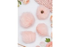 4Pcs Fluffy Pompom Ball, Misty Rose Detachable Pom Poms with Copper Snap Button for Hats Shoes Scarves Bag Charms Accessories