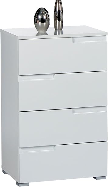 Mobelando Kommode Standschrank Highboard Holzschrank Sideboard Anrichte Suzette Ii Weiss Weiss Hochglanz Amazon De Kuche Haushalt