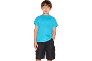 TSLA Youth Kids UPF 50+ Short Sleeve, Aqua Water Swimsuit Top, UV/SPF Surf Swim Shirt