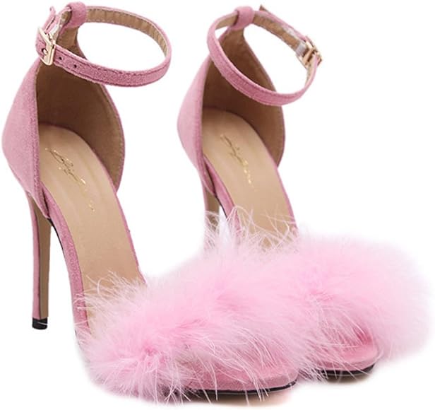 feather open toe heels