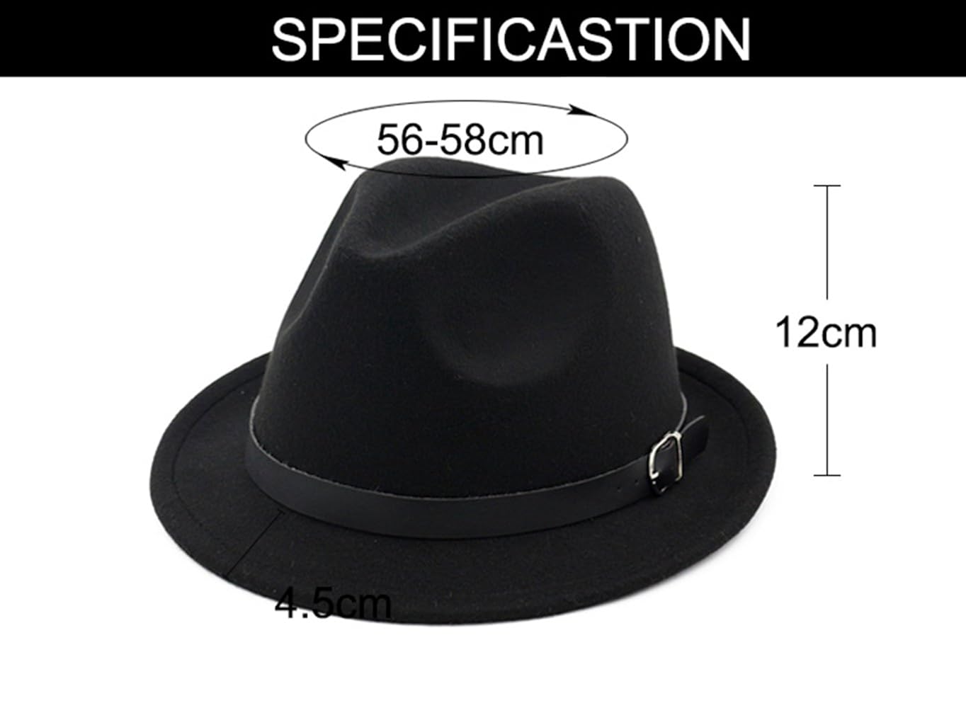 Women AOBRITON Wide Brim Fedora Jazz 