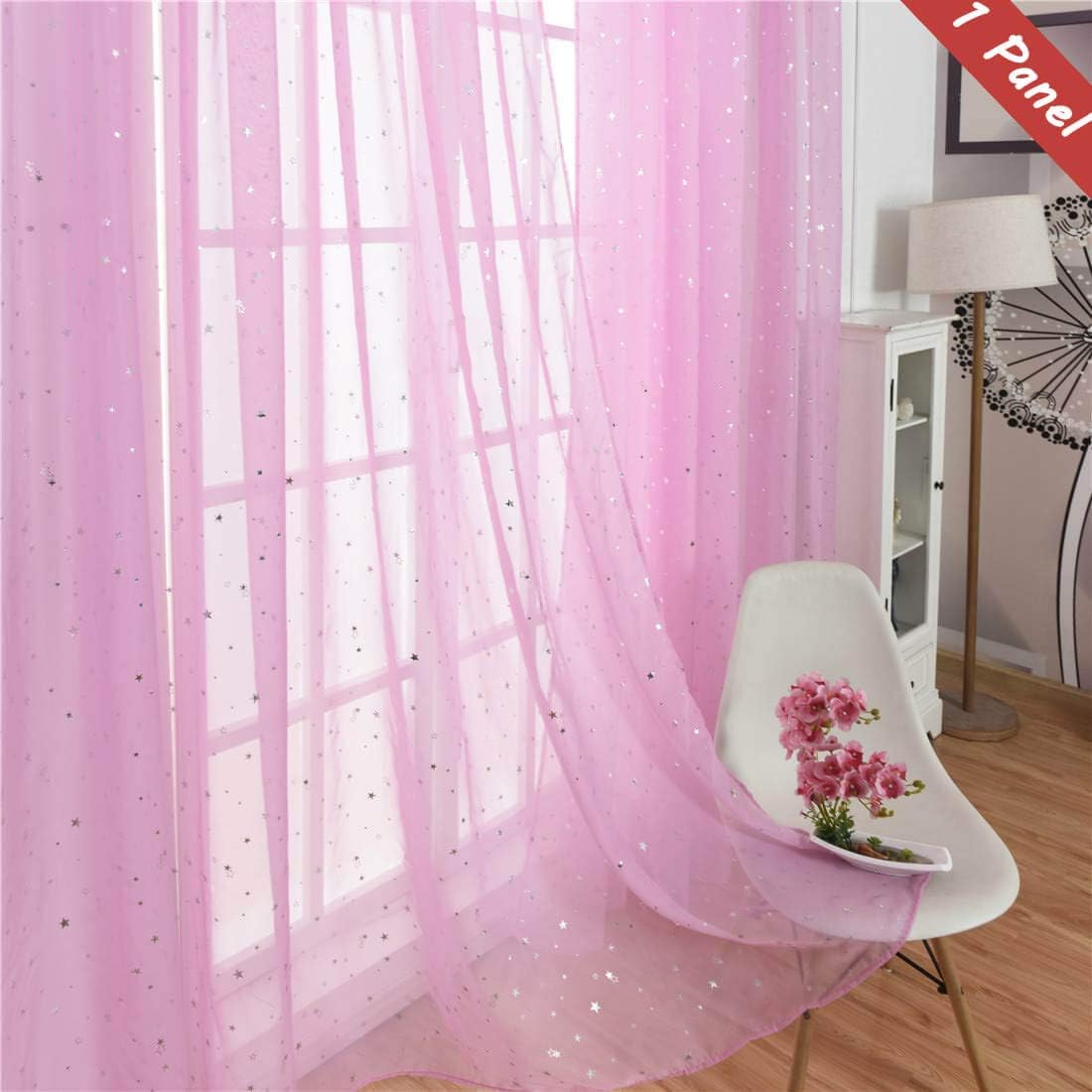 Amazon Com Wubodti Pink Sheer Voile Curtains 1 Panel Kids Girls