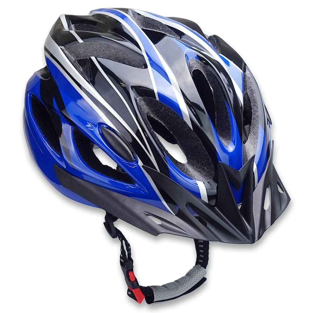TSfactory サイクリング ヘルメット 自転車 通勤 通学 スポーツ サイズ調節可能 軽量 通気性 男女兼用 (ブラック×ブルー) の商品画像