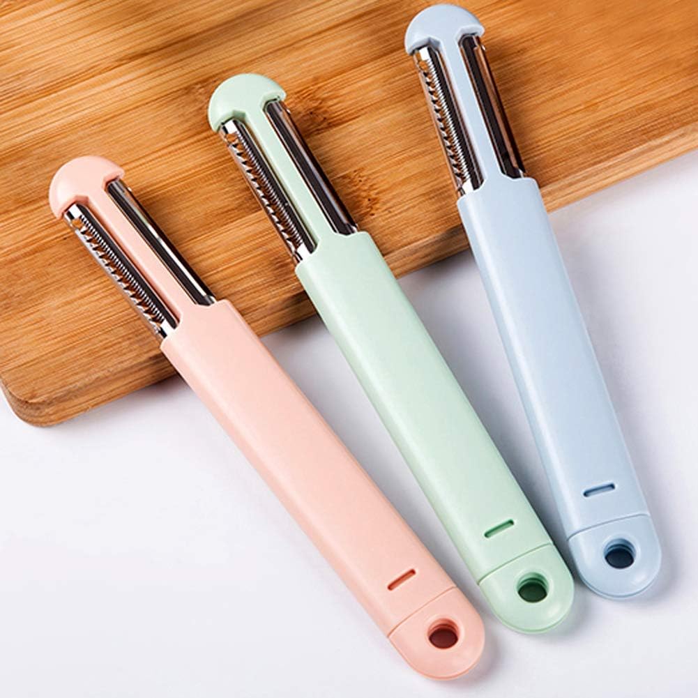 StyleHouse Plastic Multi Function 3 In 1 Knife Peeler, Pink