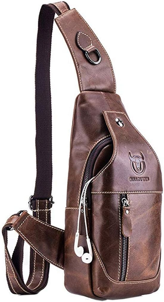 Xieben Leather Sling Bag for Men Outdoor Travel Sports Chest Bag Hiking Camping Casyak Crossbody Shoulder Pack Day Pack Backpack Pouch Purse - Image 3