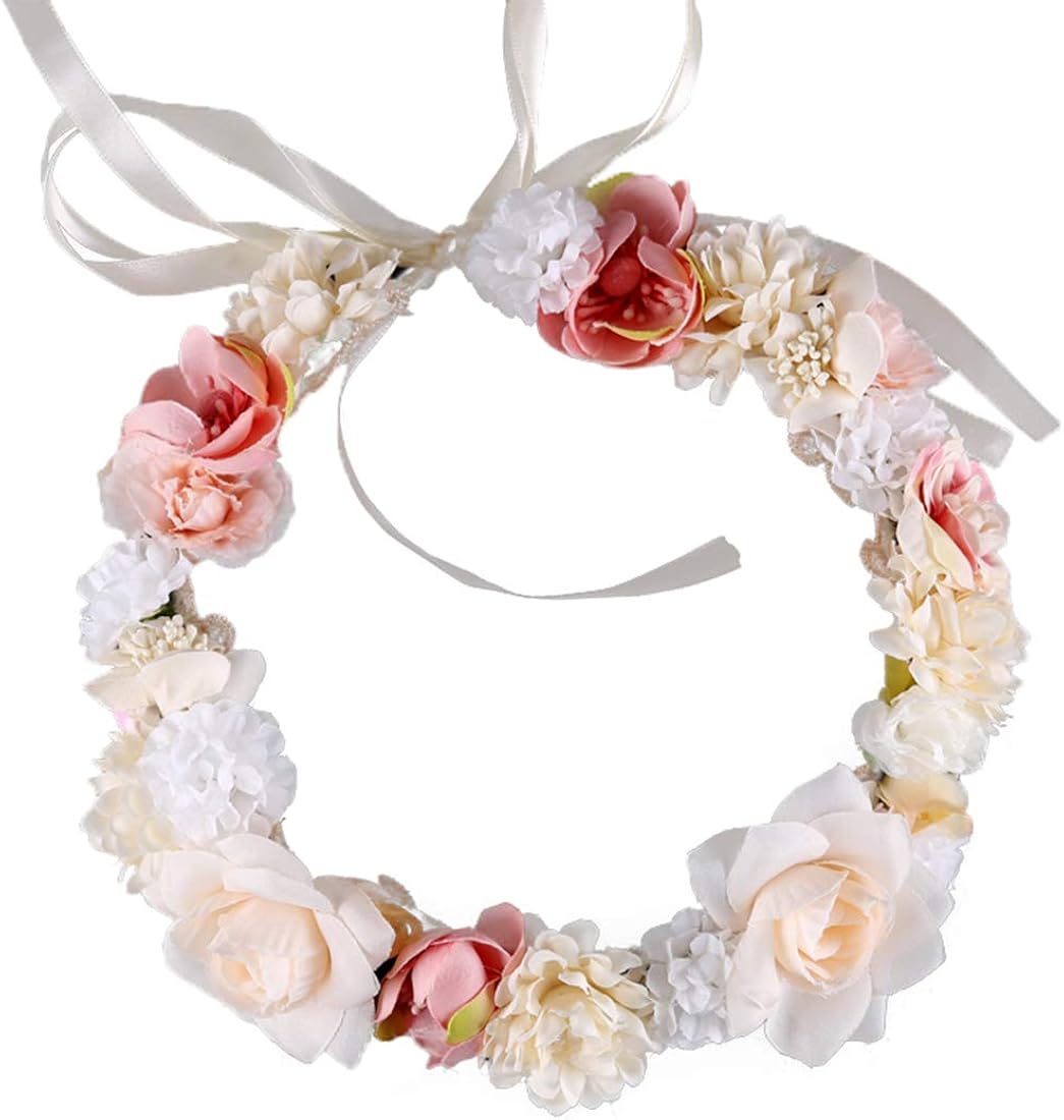 YONKINY Corona de Flores Diadema Boda de Novia Guirnalda de Playa Foto