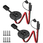 WYTUDTE 2 Pack SAE Quick Connector Harness， 1FT 10AWG SAE Adapter Male Plug to Female Socket Cable, Waterproof SAE Cord for Solar Panel Generator Charger (Round)