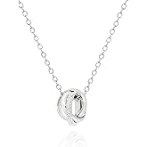 MUSEQVE 14K Gold Plated 3 Circles Necklace for Women • Interlocking Triple Rolling Ring Pendant Necklace • 19 inches Stainless Steel Jewelry Non Tarnish [TRN]