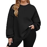 IN'VOLAND Womens Plus Size Sweatshirts Long Sleeve Fleece Soft Fall Winter Crew Neck Pullover Tops with Pockets