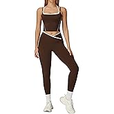QBGJTD Womens Workout Sets Two Piece Spaghetti Straps Tank Top Matching High Waist Leggings Gym Work Out Outfits with Pockets