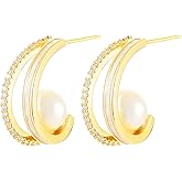 14k Gold Plated Pearl Drop Earrings for Women Jewelry