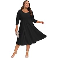 Pact Women's Fit & Flare Scoop Midi Dress Black, X-Small at Amazon Women's  Clothing store