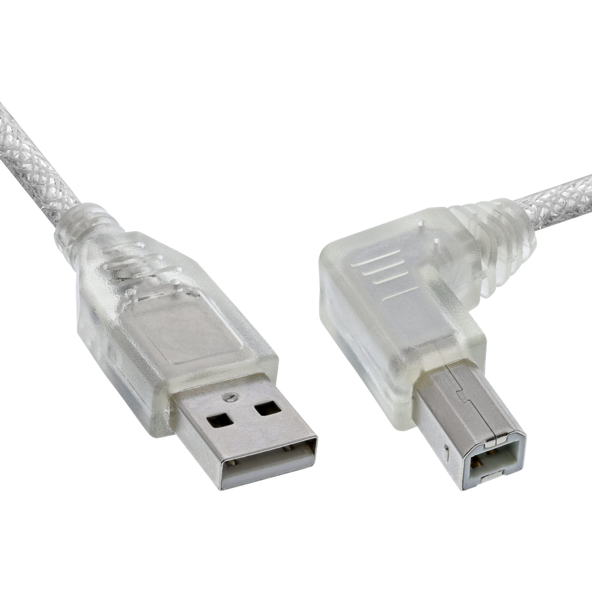 InLine® 34556R USB 2.0 Cable/A to Right-Angle B / 5 m/Transparent