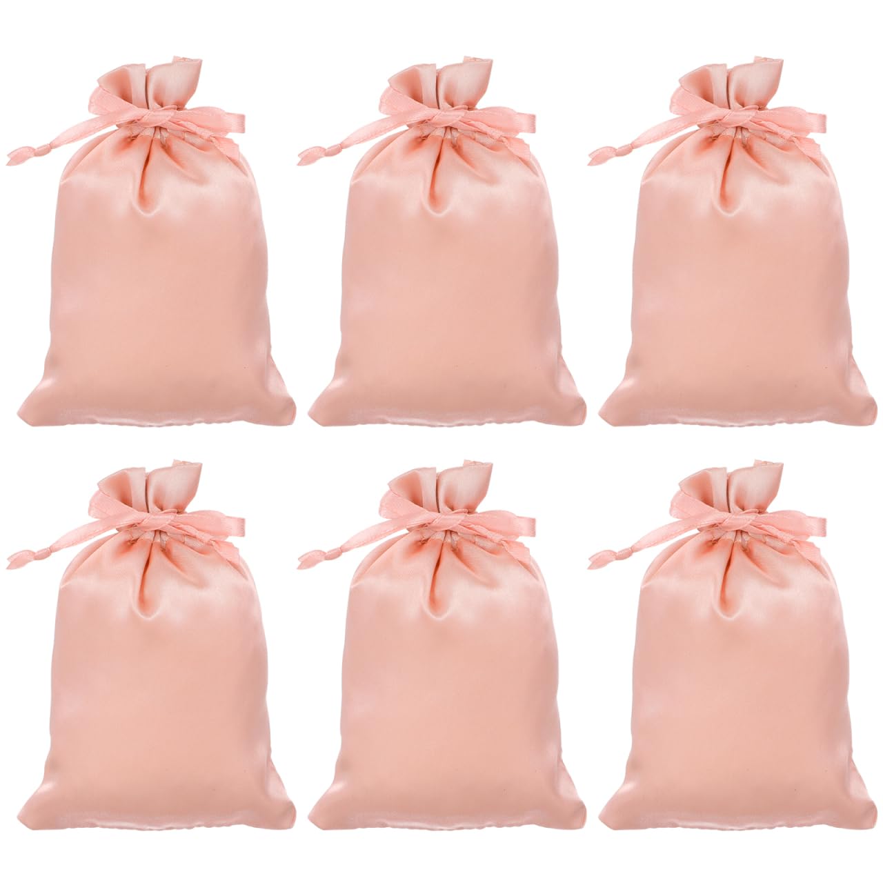 Beavorty 10Pcs Satin Drawstring Bags, 15x10cm Gold Jewellery Pouches, Smooth Silk-Like Storage Bags for Wigs & Hair Extensions, Elegant Wedding Party Gift Favour