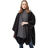 BYOS Women’s Winter Stylish Oversized Solid Plaid Fleece Poncho Blanket Wrap Cape