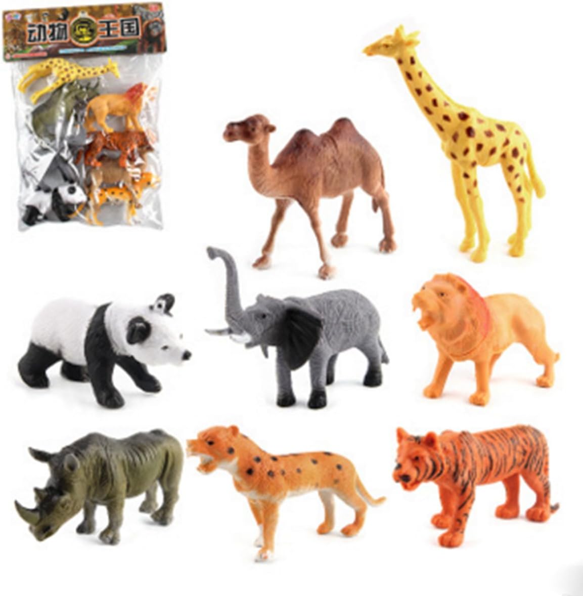 OKOK Animal Figure,6 Inch Jumbo Jungle Animal Toy Set, 8 Piece Plastic Animals Action Figure Toys Set, Forest Animals Toys Playset, Realistic Wild Animal, Eduactional Toys For Kids Toddler