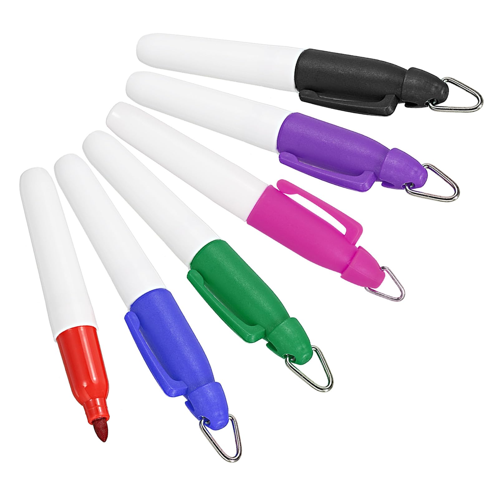 PATIKIL Mini Permanent Markers, 6 Pack Golf Ball Marker Pens with Keychain Clip for Office Meeting Outdoor Activities, 6 Color