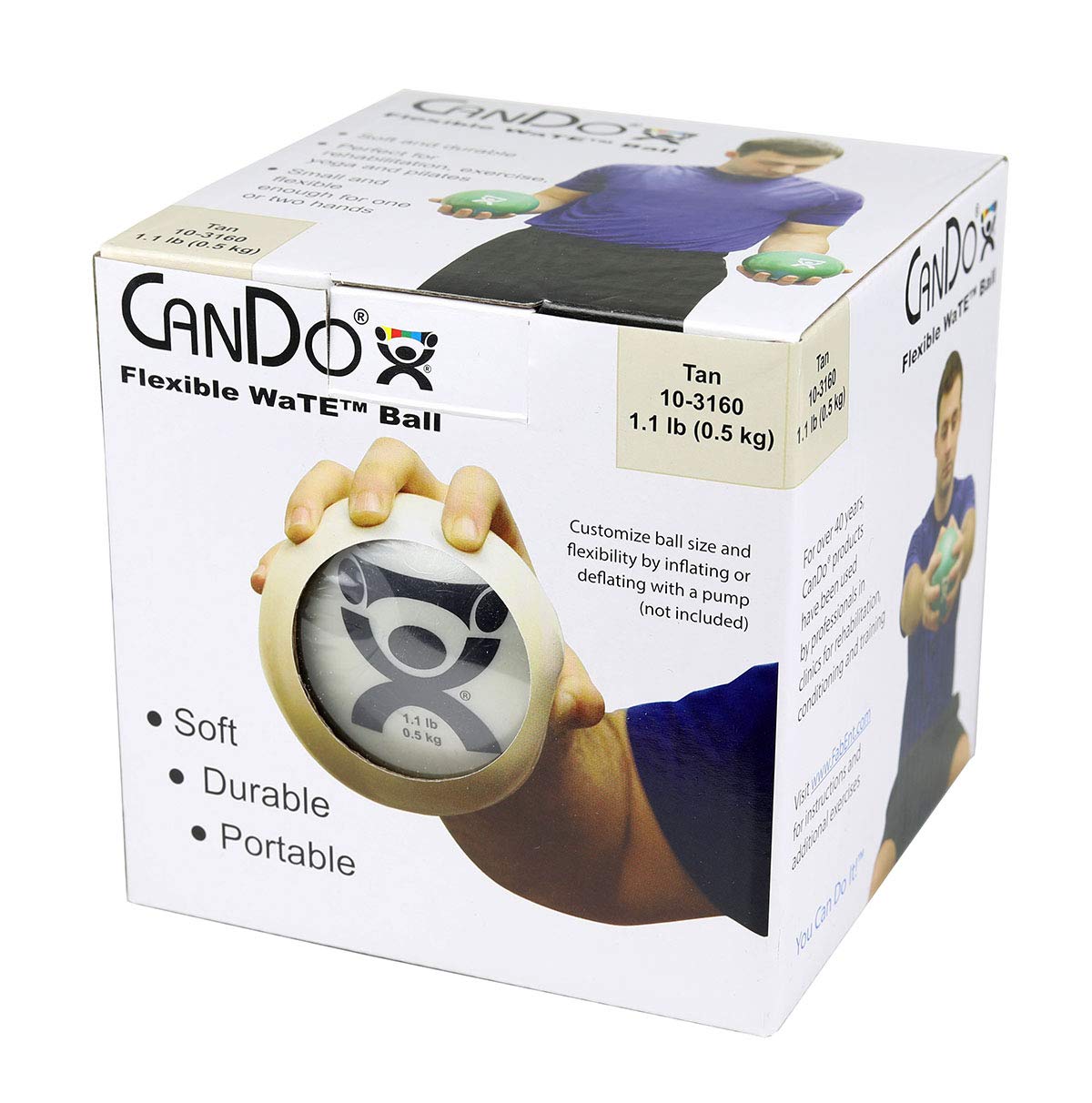 CanDo Small exercise ball - weight ball, beige, 0.5 kg - alternative to dumbbells
