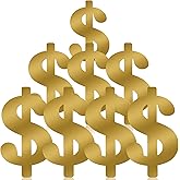 Humyoun 8 Pcs Gold Glitter Dollar Sign Decorations, 13.4" Money Party Decor | Foil Cutouts for Casino Night Bachelorette Birthday, Money Signs Glitter Decor, Investment Theme Party Supplies