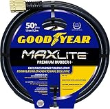 Swan Products CGYSGC58050 Goodyear MAXLite Premium Rubber+ Water Hose with Crush Proof Couplings 50' x 5/8", Black