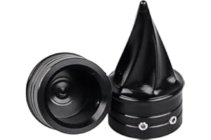 YDLMT Spike Black Front End Motorcycle Twisted Axle Cap Nut Covers for Harley Dyna Softail Sportster 1200 Iron 883 Road King Electra Street Road Glide 2007-Up