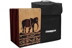 Sawtooth Harmony Series Hand Stained Elephant Design Travel Size Cajon with Drum Sack Carry Bag (ST-HSC-T