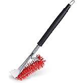 NATUREKIT Nylon Grill Brush and Scraper, 18.7 Inch BBQ Cleaning Tool with No Wire Bristles, Heat-Resistant Safe Grill Brush for Outdoor Gas Charcoal Grills, Non-Scratch Grill Cleaner Accessories