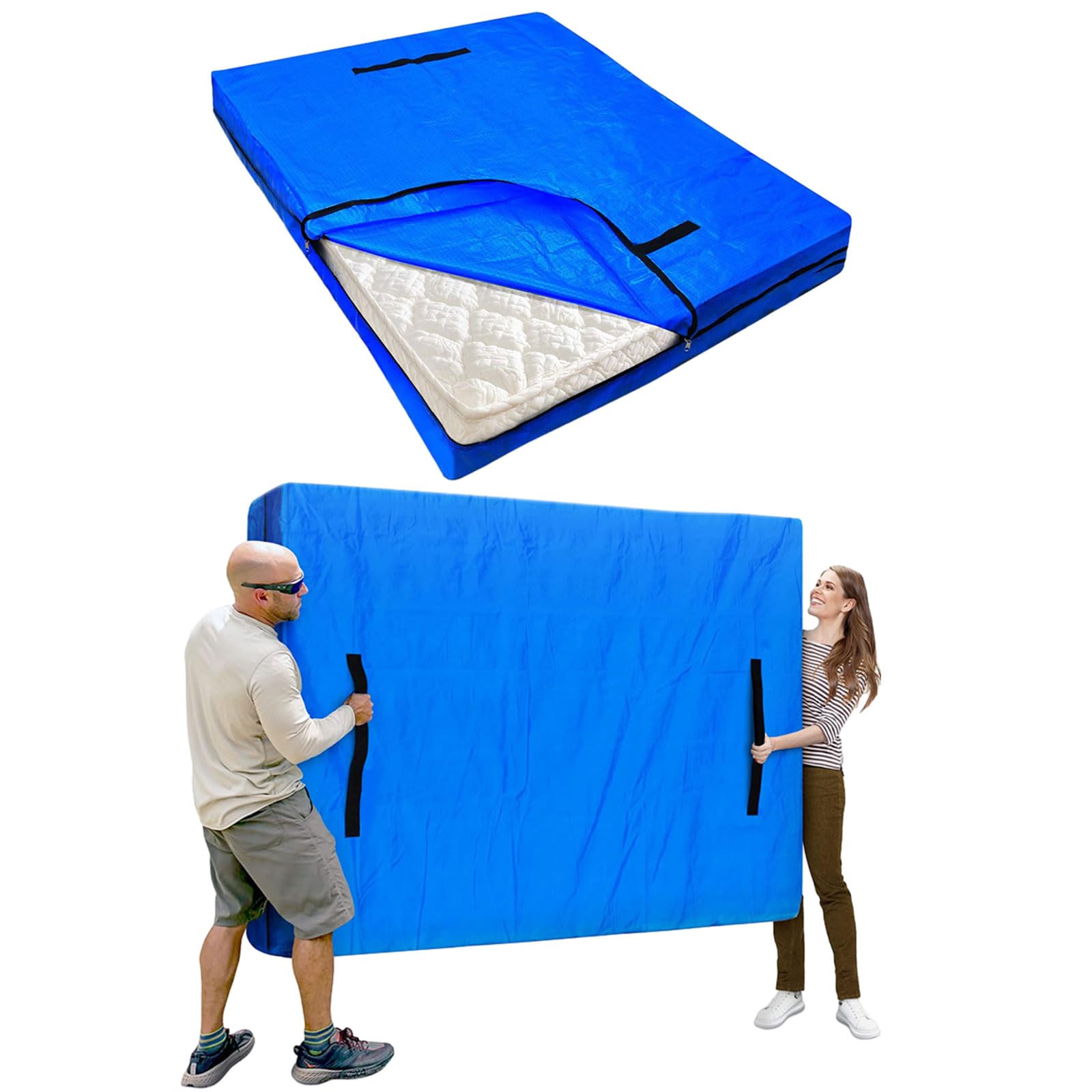 Mattress Cover for Moving and Storage Single Size Mattress Bags with 8 Sturdy Handles Waterproof Mattress Protector Tarp Durable Mattress Bags for Carrying Household Essentials (195 * 106 * 38cm)