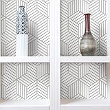 RoomMates Grey Stripped Hexagon Peel and Stick Wallpaper