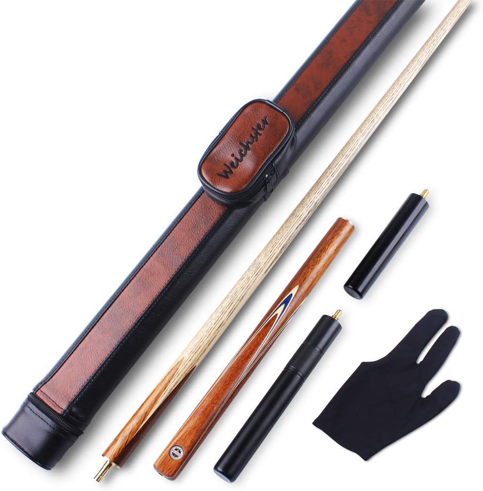 Weichster 3/4 Jointed Handmade Snooker Cue Pool Ash Shaft Black Walnut Wood with Cue Case Extension Glove