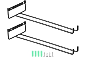 uxcell 2Pcs Black Iron Wine Glass Rack, 11.02 Inch Under Cabinet Stemware Rack - Wall Mountable Wine Glass Holder Storage Han
