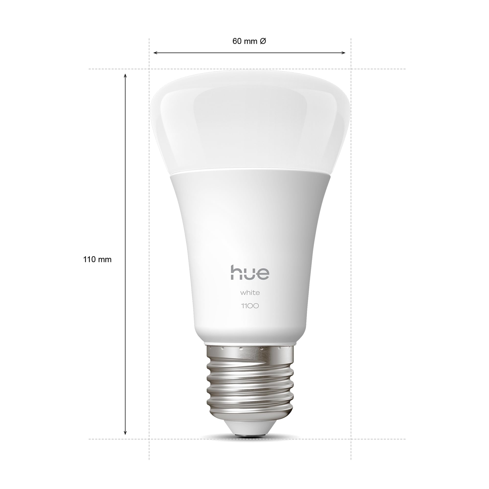 Philips Hue Smart LED A60 Lampe, warmes Weißlicht 2700K, LED Leuchtmittel mit E27 Fassung, 9,5W, 1100 Lumen, dimmbar, smartes Licht kompatibel mit Alexa, Google Assistant und Apple Home, 2er Pack 5