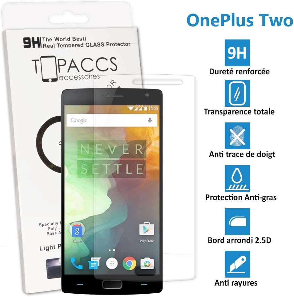 topaccs – Real Glass Screen Protector – Tempered Glass Ultra Durable Screen Protector for OnePlus OnePlus Two 2