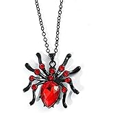 MALOYANVE Gothic Spider Necklace Vintage Cabochon Crystal Cyber Web Pendant Necklace Mystic Vampire Cosplay Halloween Jewelry Gifts for Women