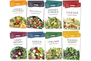 Hall & Perry Low Calorie, Low Fat, Keto Friendly Lite Salad Dressing - Ready to Serve Individual Pouches, 1 oz each (Variety, 8 Pack)