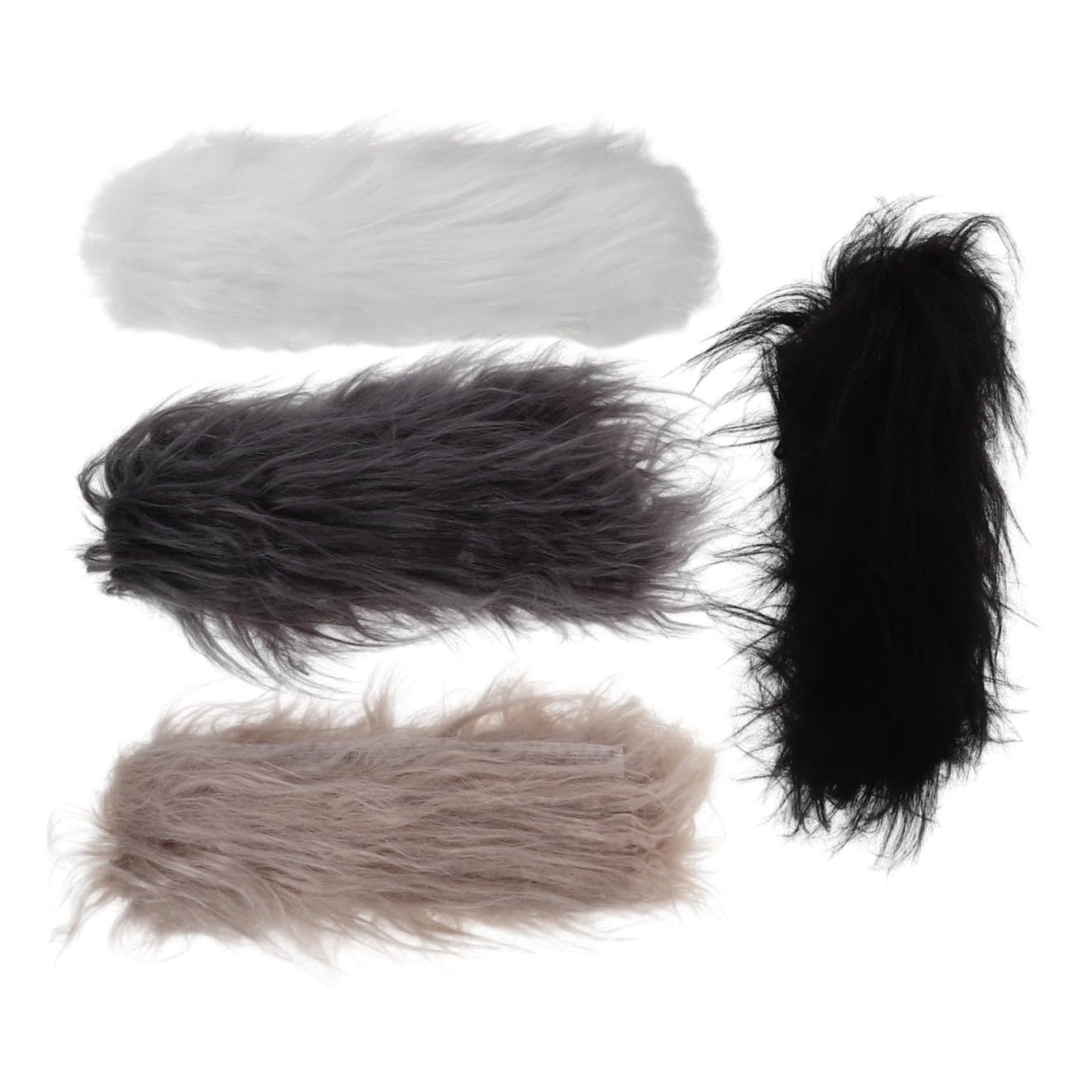 Beavorty 4pcs Faux Fur Ribbons Fabric Shaggy Fur Fabrics Shaggy Fur Patches Fabric Trim Ribbon Ideal for Crafts and DIY Projects Fluffy Precut Strips