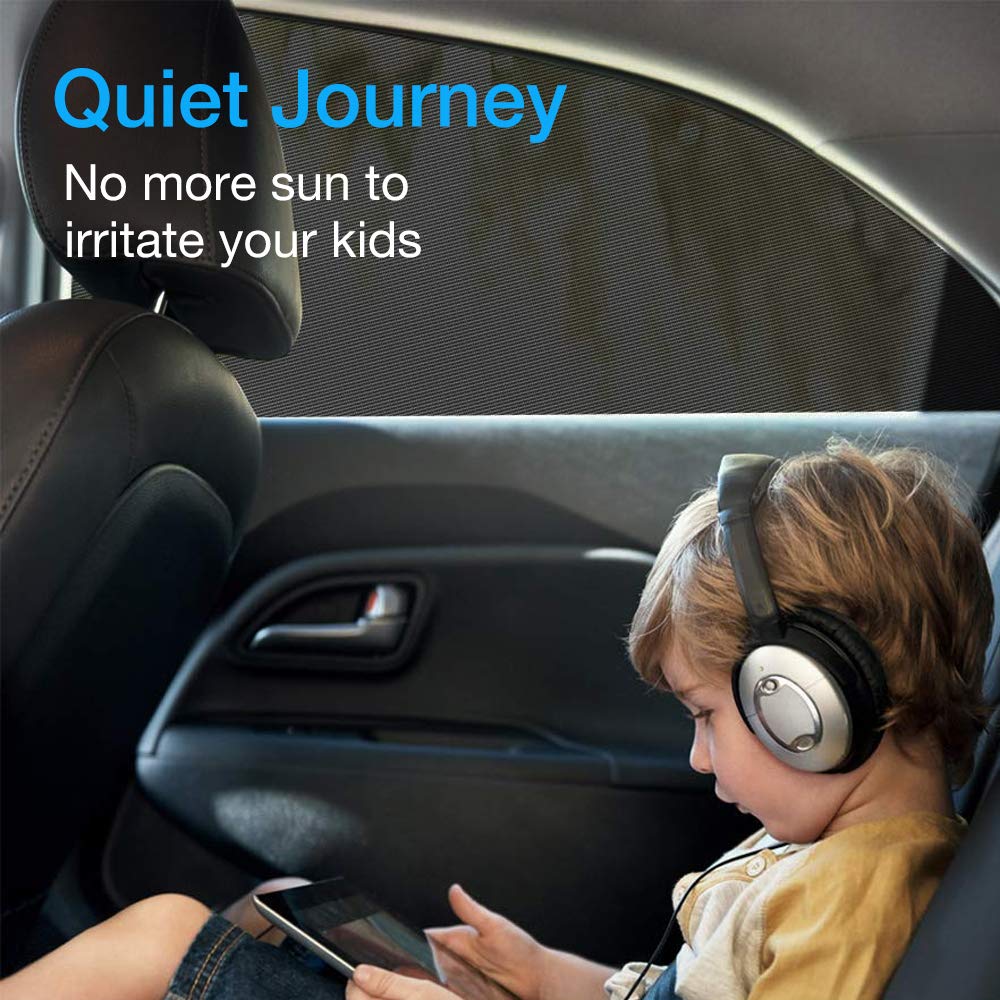 QUEES Car Window Shades Car Sun Shades for Baby Kids Sun UV Protection 2 Pack and Universal Fit