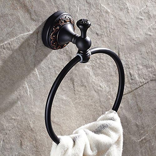 Weare Home brass towel ring, black, oil rubbed, wall mount, vintage design