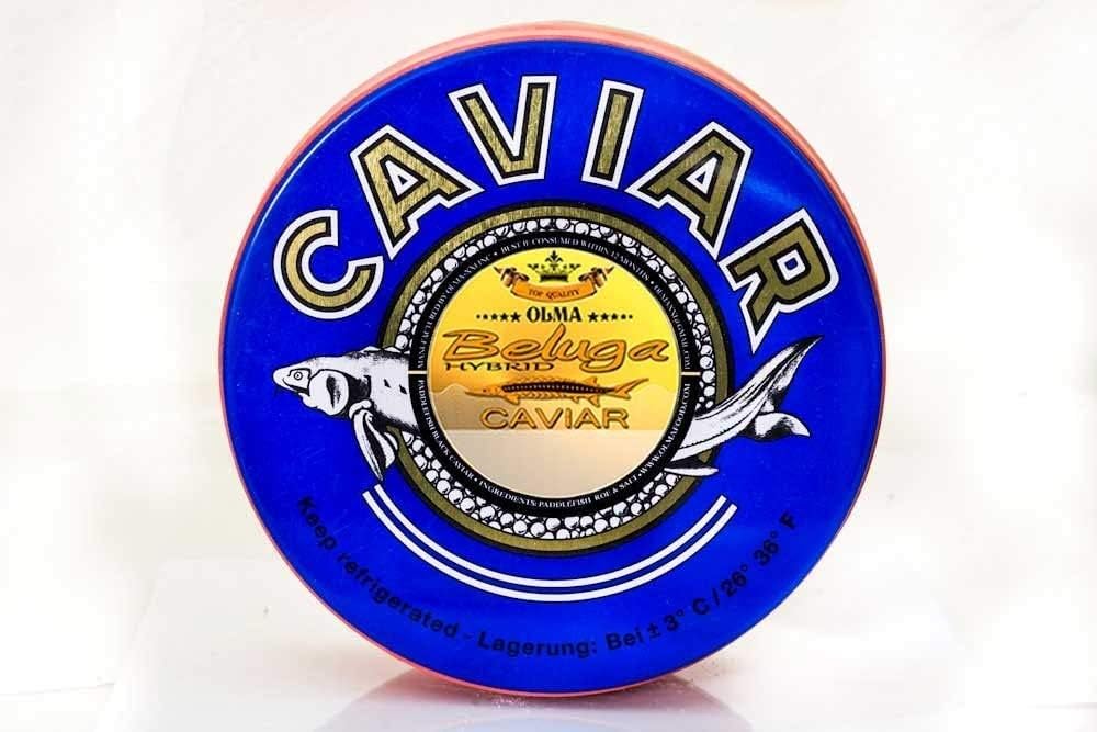 Beluga Sturgeon Hybrid Caviar, Rated Top Black Caviar in the World, Exclusively from OLMA - 35.2 oz (1kg) Metal Tin - Overnight Delivery