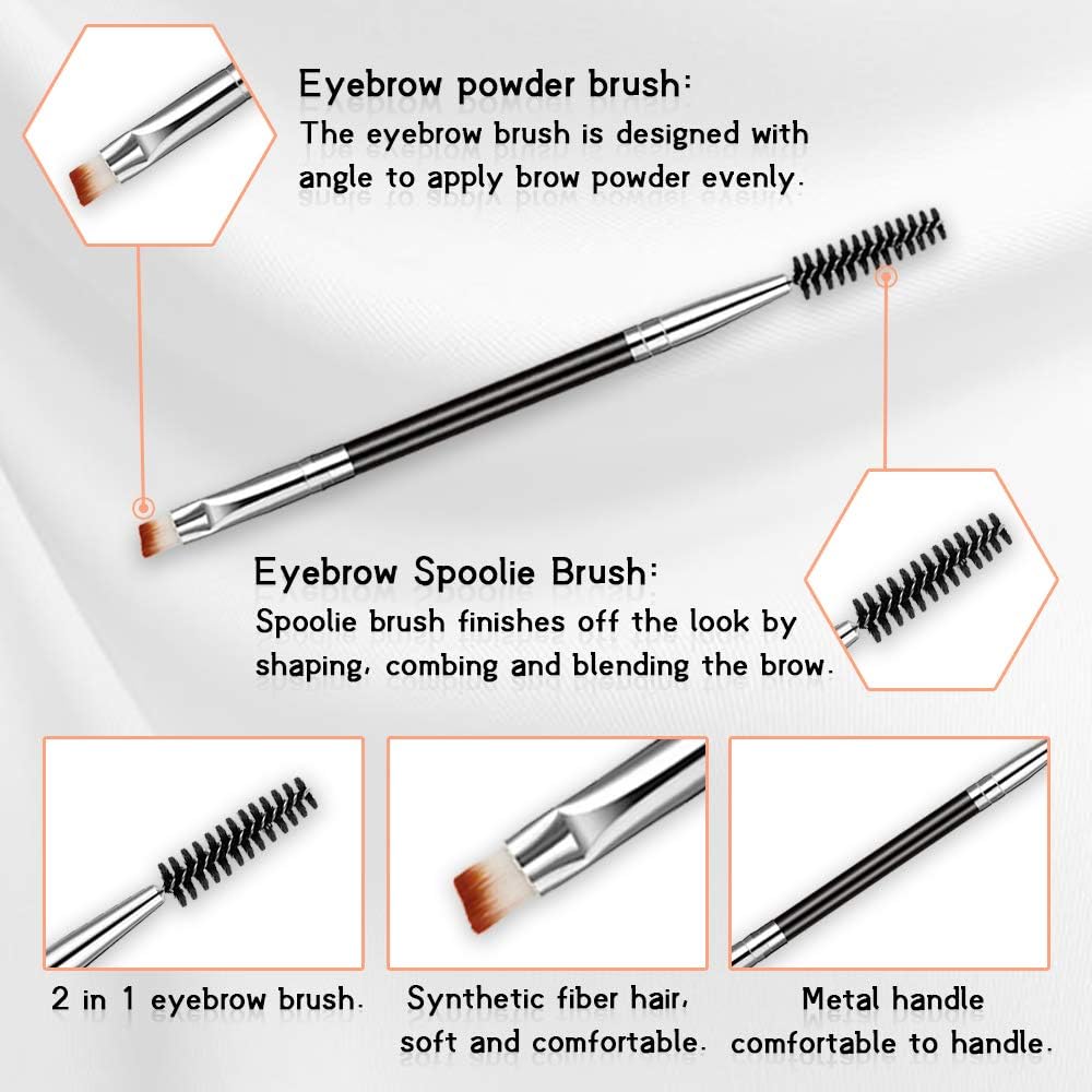 6 Packs Duo Eyebrow Brush, KANOSON Angled Eyebrow Brush Spoolie Brush