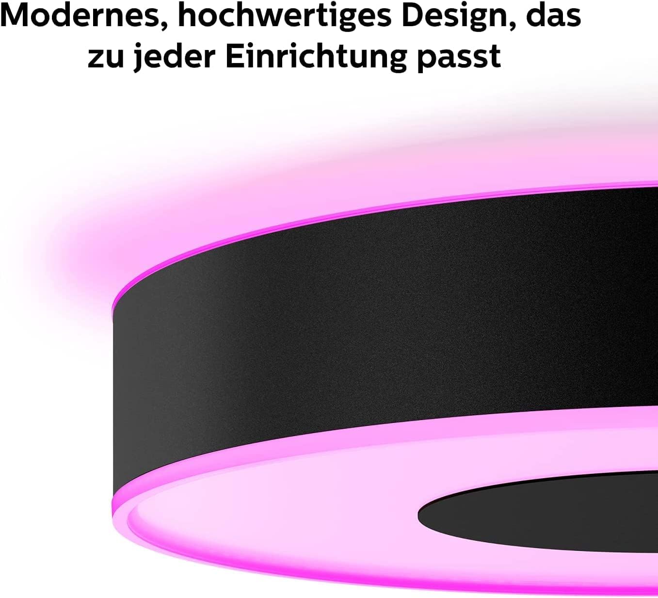 Philips Hue White & Color Ambiance Infuse Deckenleuchte L (3.700 lm), dimmbare Raumbeleuchtung für das Hue Lichtsystem mit 16 Mio. Farben, smarte Lichtsteuerung über Sprache und App, schwarz 3