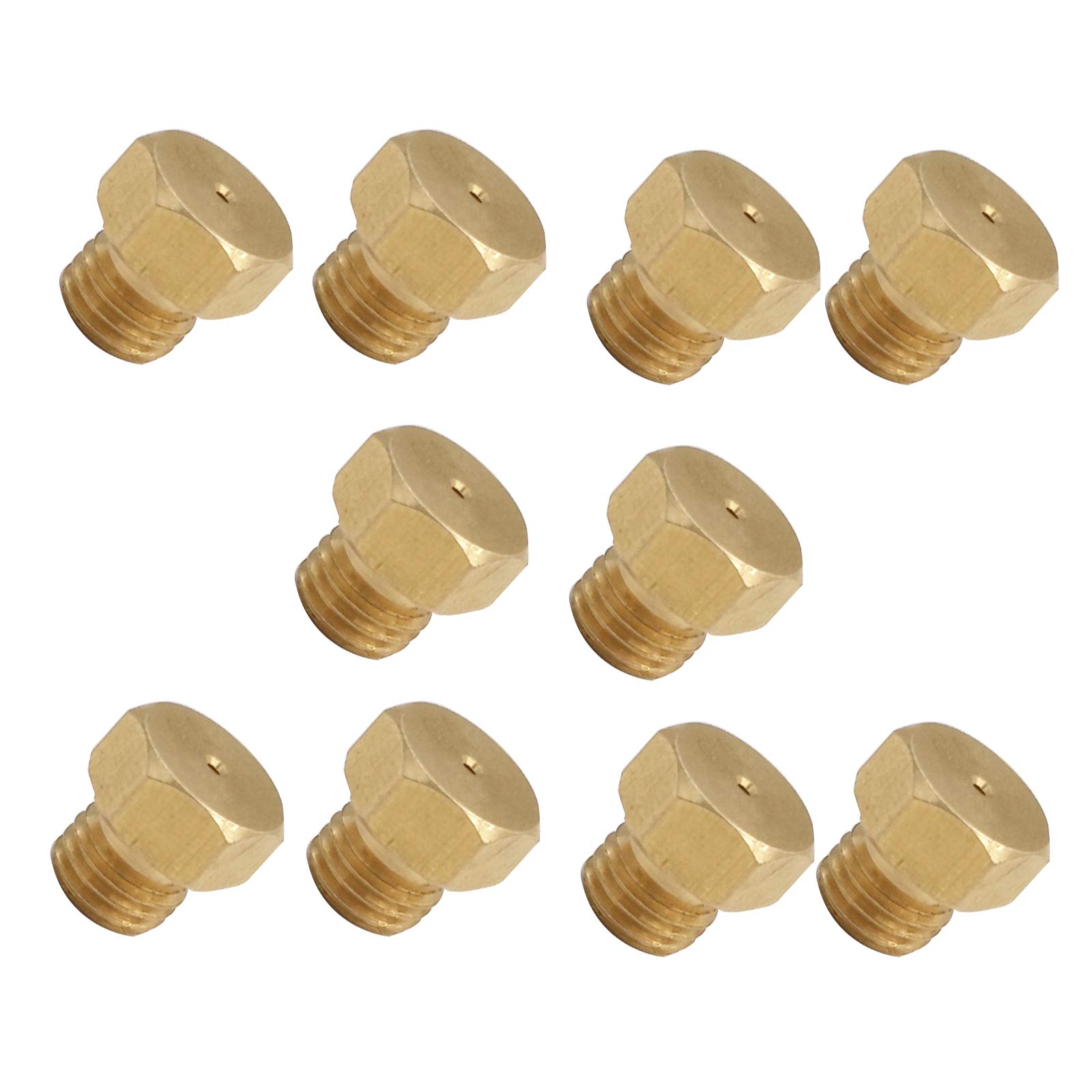 Photo 1 of MENSI 10 Packs ?/?"-?????? ???? ?????? Brass Nozzle with 0.8m (0.031") Jet Hole For Propane Natural Gas Stove Grill Natural for around 3100BTU, LP for around 7600BTU
