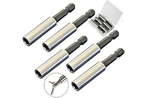 TEKPREM 1/4" Strong Magnetic Extension Bit Holder, 5 Pack Hex Shank Screwdriver Bit Driver Set with Portable Case for Holding Screwdriver Bits and Screws