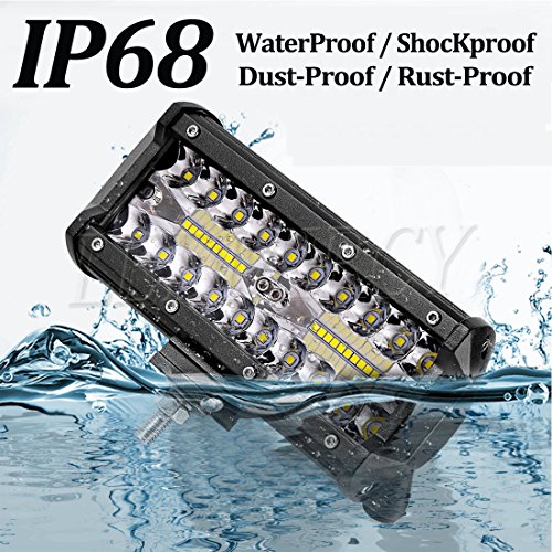 LED Light Bar,7 Inch 2PCS LED Flood Light Pods Work Light Bar LED Pod Lights Spot Beam Driving Fog Lights Triple Row Cubes Lights for Jeep Off-road Truck Boat