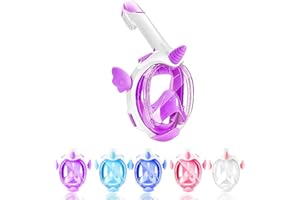 AiScrofa Kids Snorkel Mask, Full Face Snorkel Mask for Kids 4-16, 180 HD View Anti-Fog Anti-Leak Snorkel Mask for Kids Snorkel Set Snorkeling Gear for Kids