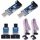 KeeYees 2pcs Downloader Programmer for USBASP for ISP with Cable and 10Pin to 6Pin Adapter Board for 51 for AVR Series Microcontroller