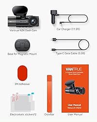Vantrue N2X 2.7K Uber Dash Cam Front and Inside, 5G