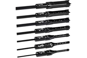 SAFERCCTV Upgraded Square Hole Drill Bit Set for Wood, Bearing Steel Hardness Sharp Mortise Drill Bit 1/2-Inch, 1/4-Inch, 3/4inch, 3/8-Inch, 5/8-Inch, 5/16-Inch, 9/16-Inch Woodworking Mortising Drill Bit-7Pcs